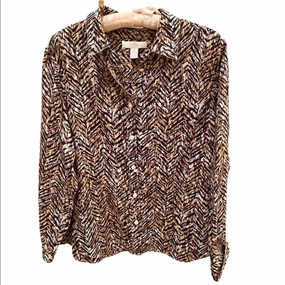 Chico’s Boho Cotton Animal Print Blouse Like New - Picture 1 of 4